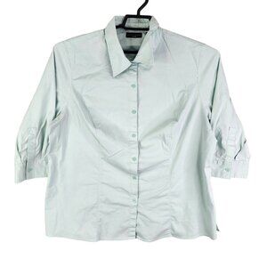 Women's Apostrophe Woman Mint Green Shirt Blouse Button-Up 3/4 Sleeve 20-22W